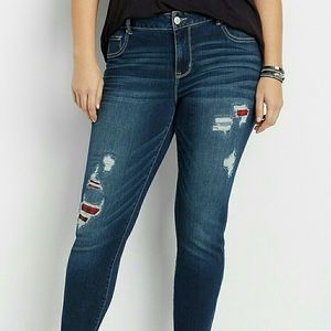 Maurice’s Plus Size Buffalo Plaid Distressed Jean